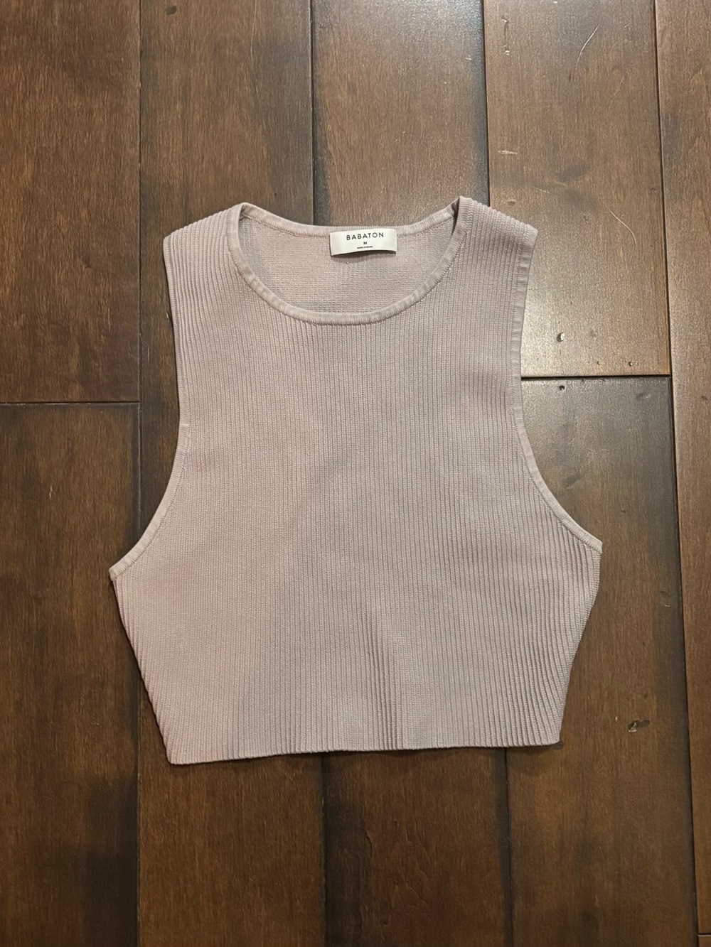 Babaton Dusty Lilac Ribbed Cropped Tank